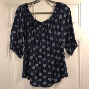 Lucky Brand 1X Top Blue and White